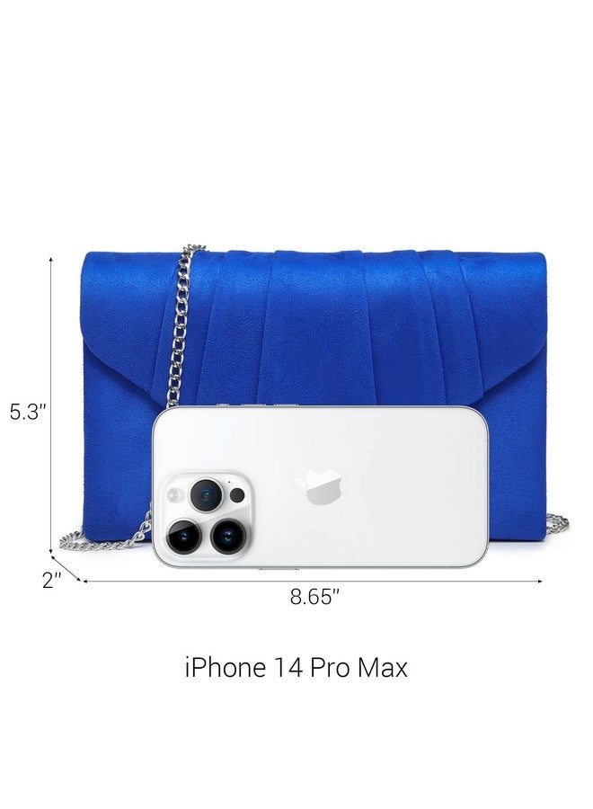 DASEIN Womens Evening Bag Velvety Pleated Envelope Clutch Handbag Wedding Party Bridal Purse (Blue) - Image 4