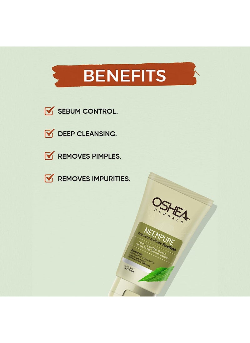 OSHEA Oshea Herbals Neempure Anti Acne and Pimple Face Wash 150ml  - Image 2