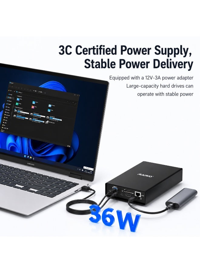 MAIWO 8-in-1 3.5" SATA HDD Enclosure & USB-C Expansion Dock, 10Gbps High-Speed Data Transfer, 4K@60Hz HDMI, Gigabit Ethernet, SD/TF Card Reader, External Hard Drive Support - Image 5