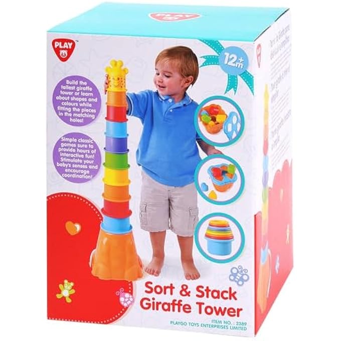 GO 2389 GIRAFFE TRAINER WITH SHAPE SORTER, STACKING TOWER AND BUCKET - Image 2
