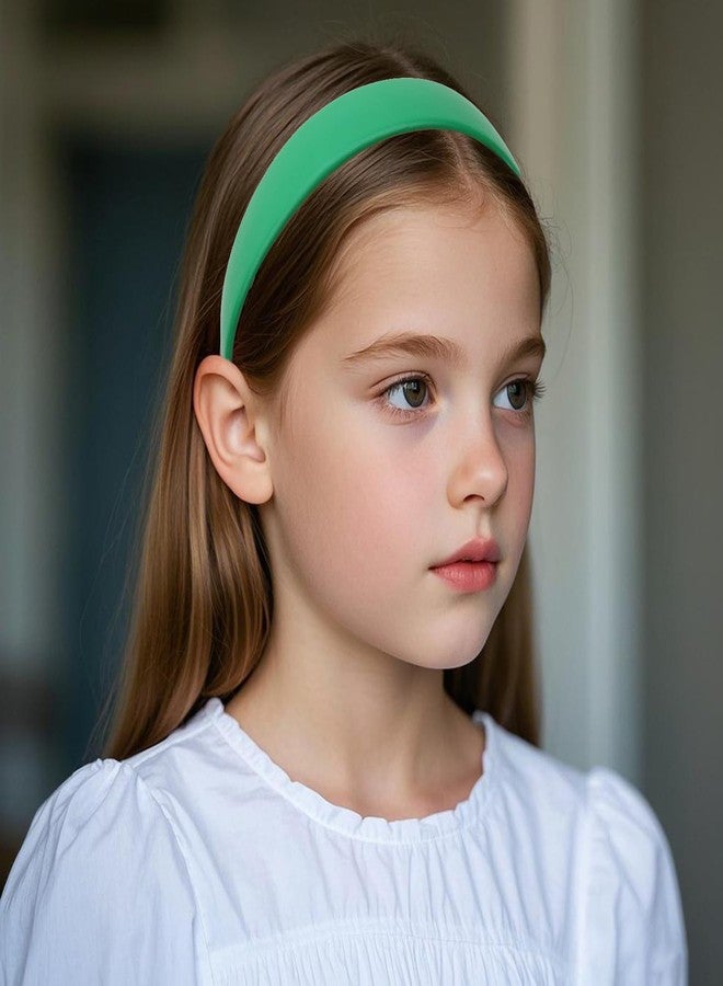 AMCAMI 1 Inch Green PU Leather Headband Plain Solid Head Band Wide Thick Headbands Non-slip Hair Accessories for Women Girls - Image 5