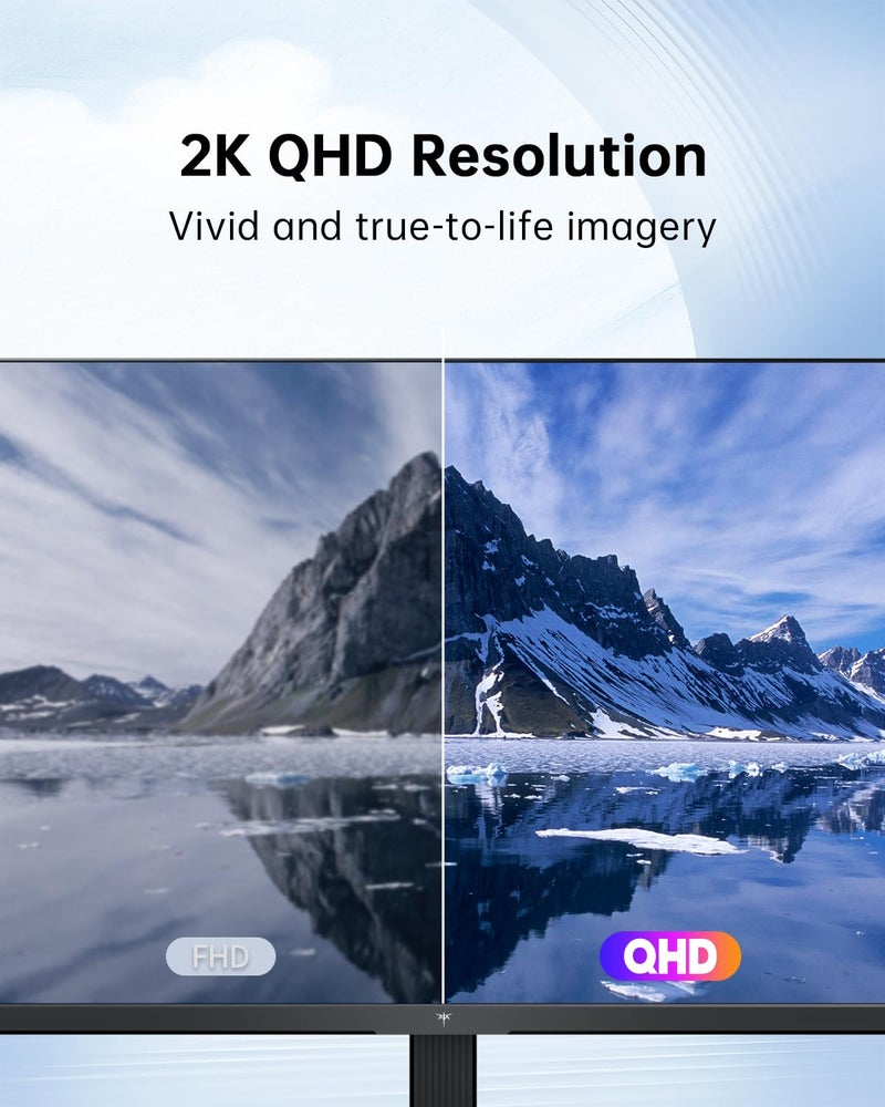 KTC 27 Inch Computer Monitor - QHD (2560 x 1440) Display, Up to 120Hz Monitor, IPS Panel, 123% sRGB, HDMI 2.0 x 2 & DP 1.4 x1, Adaptive Sync, Eye-Friendly Screen PC Monitors for Work Gaming, H27D9 - Image 2