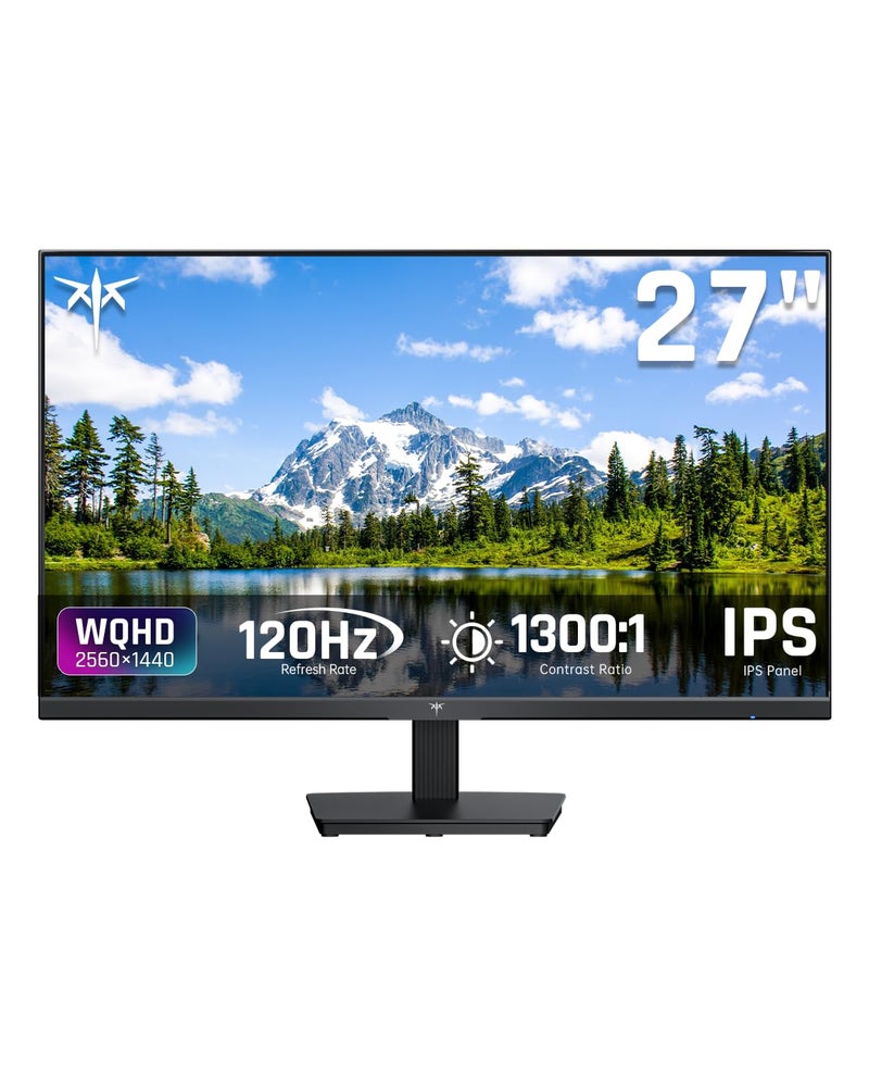 KTC 27 Inch Computer Monitor - QHD (2560 x 1440) Display, Up to 120Hz Monitor, IPS Panel, 123% sRGB, HDMI 2.0 x 2 & DP 1.4 x1, Adaptive Sync, Eye-Friendly Screen PC Monitors for Work Gaming, H27D9 - Image 1