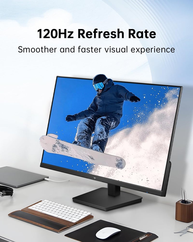 KTC 27 Inch Computer Monitor - QHD (2560 x 1440) Display, Up to 120Hz Monitor, IPS Panel, 123% sRGB, HDMI 2.0 x 2 & DP 1.4 x1, Adaptive Sync, Eye-Friendly Screen PC Monitors for Work Gaming, H27D9 - Image 3