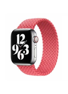 Replacement Strap Single-turn Nylon Woven Watch Band For Apple Watch Ultra 49mm&Watch Ultra 2 49mm / Series 9&8&7 45mm / SE 3&SE 2&6&SE&5&4 44mm / 3&2&1 42mm, Size:S Pink