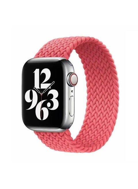 Replacement Strap Single-turn Nylon Woven Watch Band For Apple Watch Ultra 49mm&Watch Ultra 2 49mm / Series 9&8&7 45mm / SE 3&SE 2&6&SE&5&4 44mm / 3&2&1 42mm, Size:S Pink