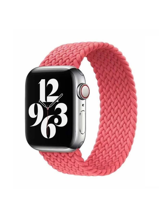 Generic - Replacement Strap Single-turn Nylon Woven Watch Band For Apple Watch Ultra 49mm&Watch Ultra 2 49mm / Series 9&8&7 45mm / SE 3&SE 2&6&SE&5&4 44mm / 3&2&1 42mm, Size:S Pink - Image 1