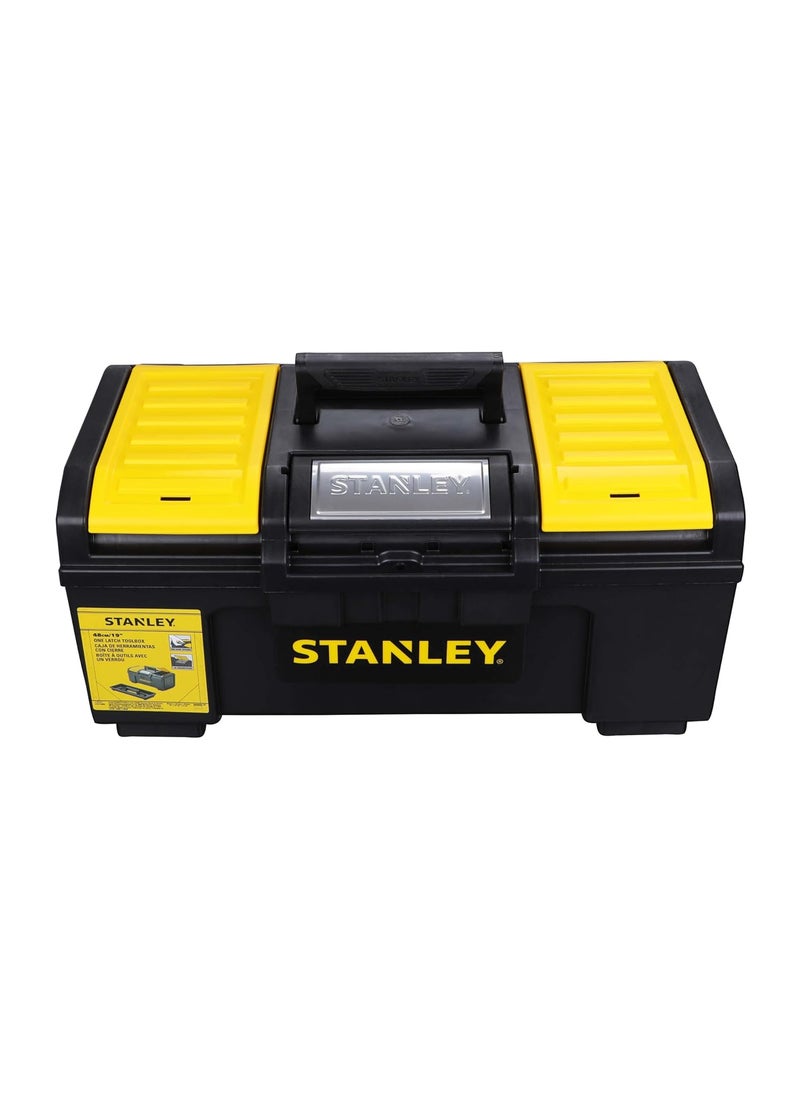 Stanley STANLEY 179217 19 OneTouch HeavyDuty Portable Plastic Tool Box With Removable Tray for Easy Convenient Storage 25 Kg Load Capacity 1 Year Warranty YELLOW BLACK 266x486x236 cm  - Image 2