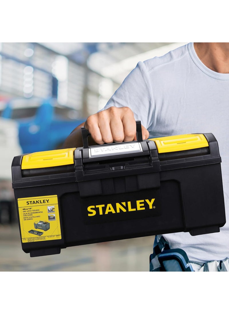 Stanley STANLEY 179217 19 OneTouch HeavyDuty Portable Plastic Tool Box With Removable Tray for Easy Convenient Storage 25 Kg Load Capacity 1 Year Warranty YELLOW BLACK 266x486x236 cm  - Image 5
