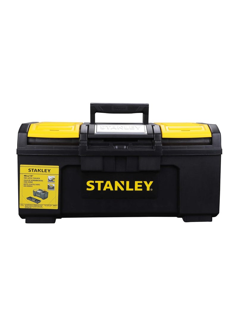 Stanley STANLEY 179217 19 OneTouch HeavyDuty Portable Plastic Tool Box With Removable Tray for Easy Convenient Storage 25 Kg Load Capacity 1 Year Warranty YELLOW BLACK 266x486x236 cm  - Image 1