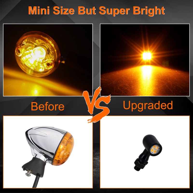 QUASCO Led Turn Signal Lights Universal Mini Size Blinkers Front Motorcycle Indicator Compatible with Harley Honda Kawasaki Suzuki Triumph Yamaha - Image 3