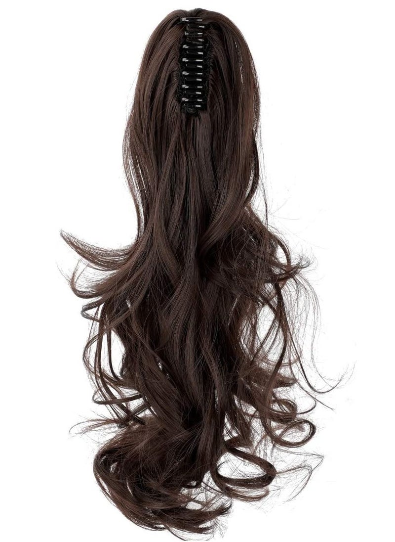 Estelle Clip in Ponytail Extension Claw Curly Wavy Clip in Hair Extensions Long Synthetic Clip in Ponytail for Women Medium Brown Curly  - Image 3