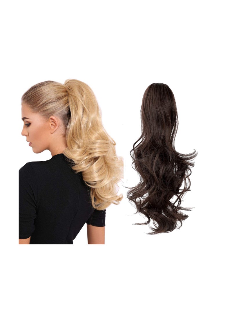 Estelle Clip in Ponytail Extension Claw Curly Wavy Clip in Hair Extensions Long Synthetic Clip in Ponytail for Women Medium Brown Curly  - Image 1