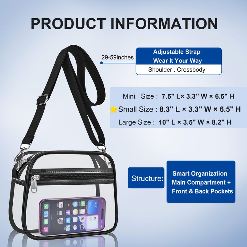 Oraben Clear Bag for Stadium Events Clear Purse Stadium Bag Satchel Handbags for Sports Events Concerts Festivals,Large - Image 3