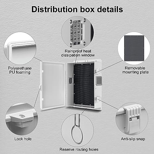 Namunanee Outdoor Electrical Junction Box, ABS Water Resistant Enclosure with Internal Mounting Panel & Hinged Cover (13" H* 9.2" L* 3.7" W) - Image 4