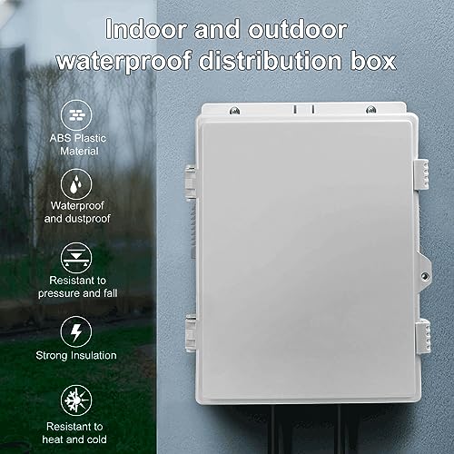 Namunanee Outdoor Electrical Junction Box, ABS Water Resistant Enclosure with Internal Mounting Panel & Hinged Cover (13" H* 9.2" L* 3.7" W) - Image 2