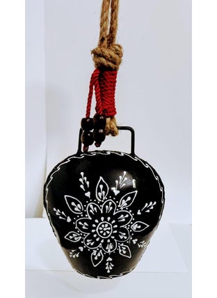 MIRAMAYEE MIRAMAYEE Red Black Combo Religious Spiritual Hand Crafted Iron Bells Door Hanging Decorative Bell Cow Bell for Luck and Evil Protector 6 Inches  - Image 4