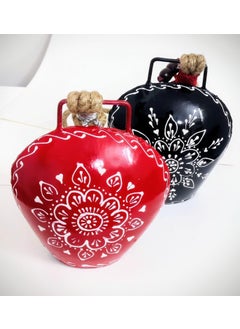 MIRAMAYEE MIRAMAYEE Red Black Combo Religious Spiritual Hand Crafted Iron Bells Door Hanging Decorative Bell Cow Bell for Luck and Evil Protector 6 Inches  - Image 2