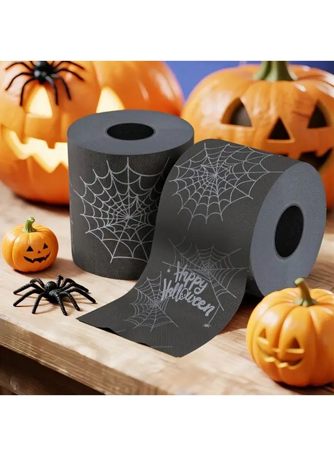 تصميم شبكة عنكبوت هالوين ورق تواليت 4 طبقات 1 قطعة ديكورات الحمام - Image 2