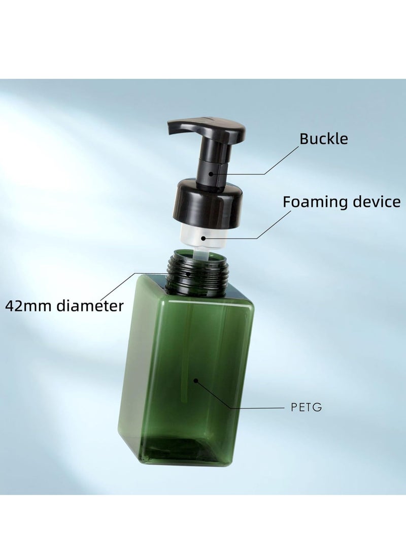 Foaming Soap Dispenser, 450ml (15oz) Refillable Pump Bottle Plastic for Liquid Soap, Shampoo, Body Wash (2 Pcs) (Amber Brown,Green) - Image 4