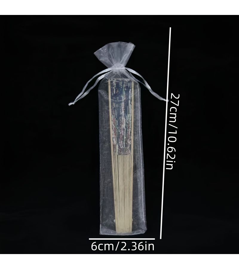White Organza Fan Favor Bags 50pcs with Drawstring for Wedding Party - Image 3