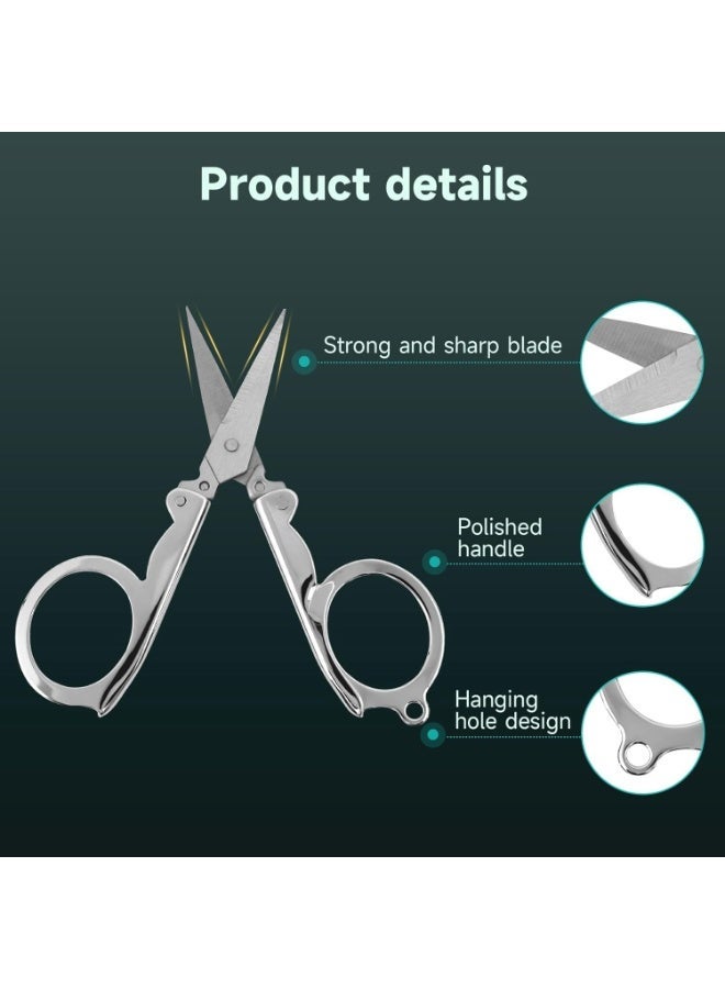 Folding Scissor, Travel Scissor Pocket Size Stainless Steel, Mini Foldable Scissor for Home Camping Fishing Picnic, Sharp & Portable Small Silver Scissor - Image 3
