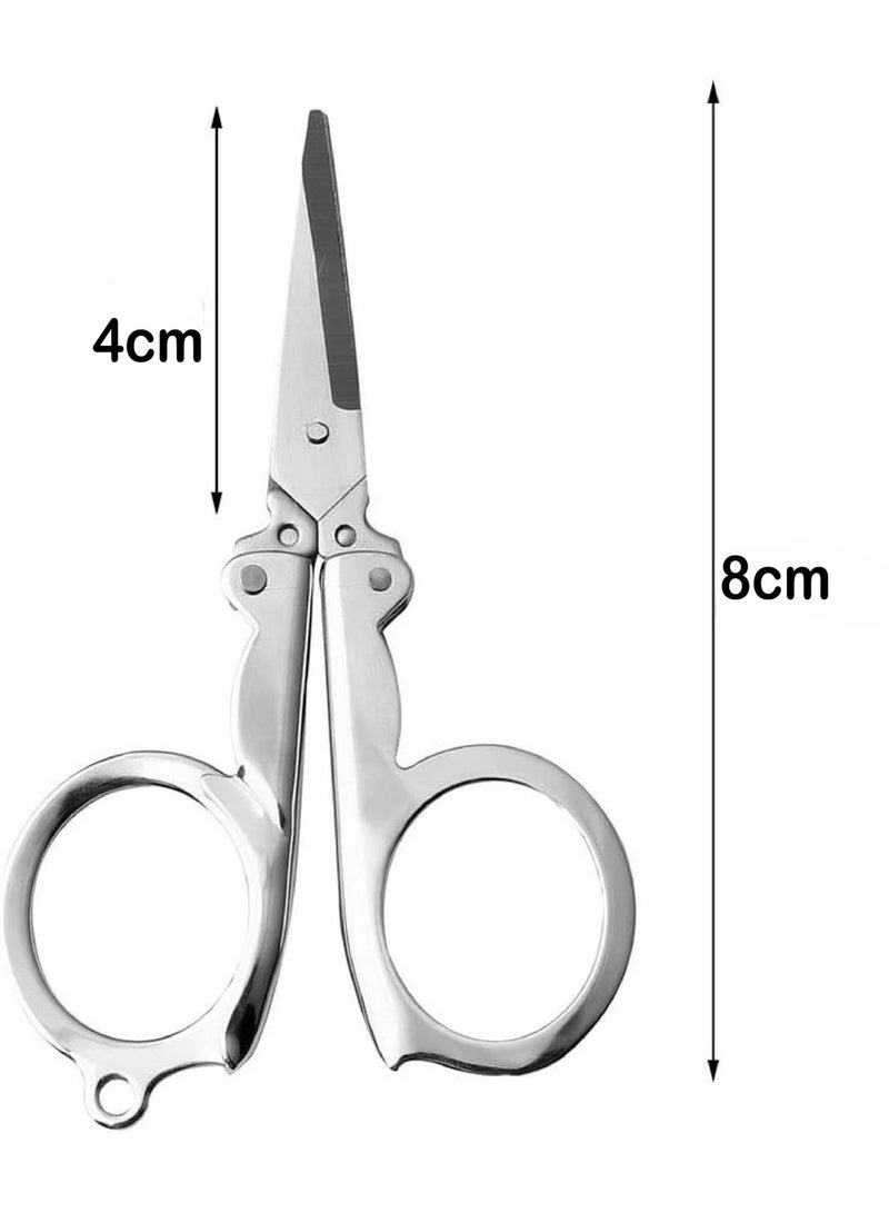 Folding Scissor, Travel Scissor Pocket Size Stainless Steel, Mini Foldable Scissor for Home Camping Fishing Picnic, Sharp & Portable Small Silver Scissor - Image 2