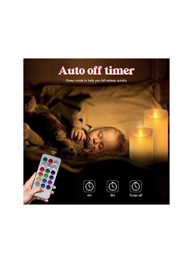 The Bros مجموعة 3 قطع من شموع LED دافئة بيضاء + RGB من الشمع الحقيقي، شموع عمودية إلكترونية قابلة للشحن عبر USB، شموع قابلة لإعادة الشحن مع مؤقت عن بُعد لحفلات الزفاف، الكنيسة، الاحتفالات، ديكور المنزل - Image 5