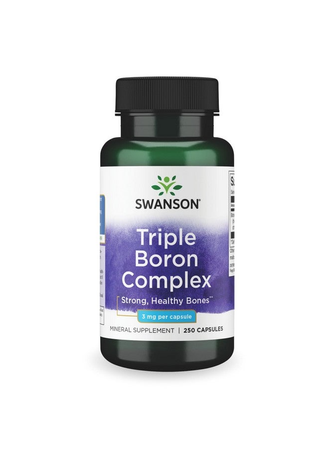 Swanson Triple Boron Complex - Natural Bone Health & Joint Support - Mineral Supplement Featuring Citrate, Aspartate & Glycinate - (250 Capsules) - Image 1
