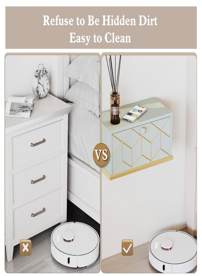 HLR Floating Night Stand, Small Nightstand with Flap Door, Morden Wall Mounted Floating Nightstand for Bedrooms,Green - Image 5