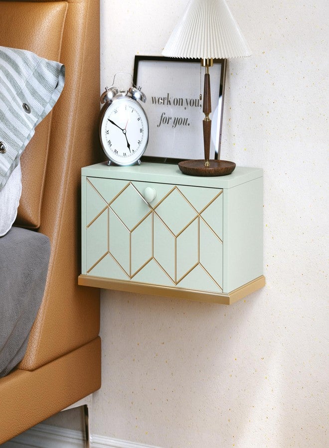 HLR Floating Night Stand, Small Nightstand with Flap Door, Morden Wall Mounted Floating Nightstand for Bedrooms,Green - Image 1