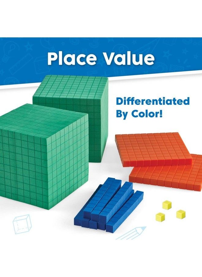 hand2mind - Differentiated Plastic Base Ten Blocks Complete Set Place Value Blocks Counting Cubes Base Ten Blocks Classroom Set Math Blocks Kindergarten Base 10 Math Manipulatives (Set Of 121) - Image 1