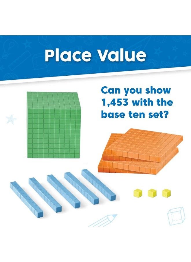 hand2mind - Differentiated Plastic Base Ten Blocks Complete Set Place Value Blocks Counting Cubes Base Ten Blocks Classroom Set Math Blocks Kindergarten Base 10 Math Manipulatives (Set Of 121) - Image 1