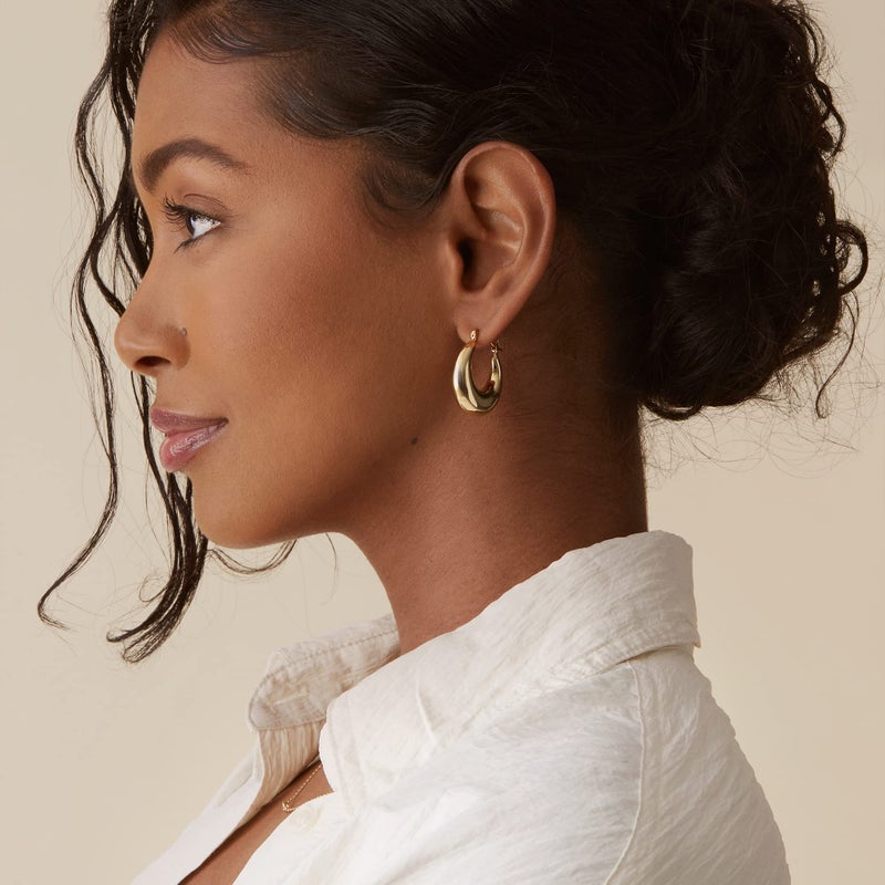 PAVOI 14K Rose Gold Plated 925 Sterling Silver Post Chunky Hoops - 25mm Thick Lightweight Gold Hoop Earrings for Women - Image 4