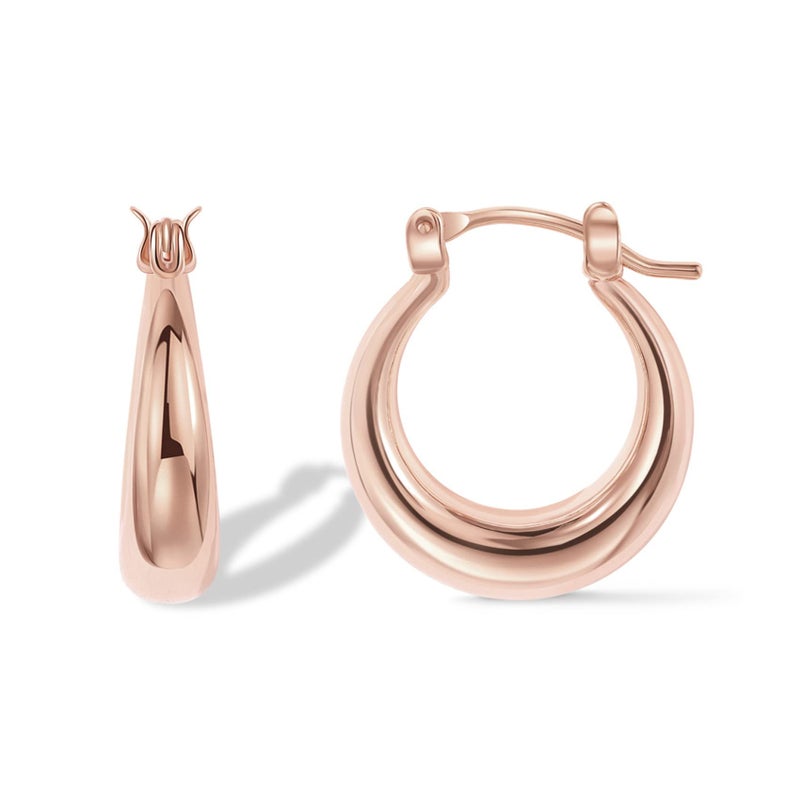 PAVOI 14K Rose Gold Plated 925 Sterling Silver Post Chunky Hoops - 25mm Thick Lightweight Gold Hoop Earrings for Women - Image 1