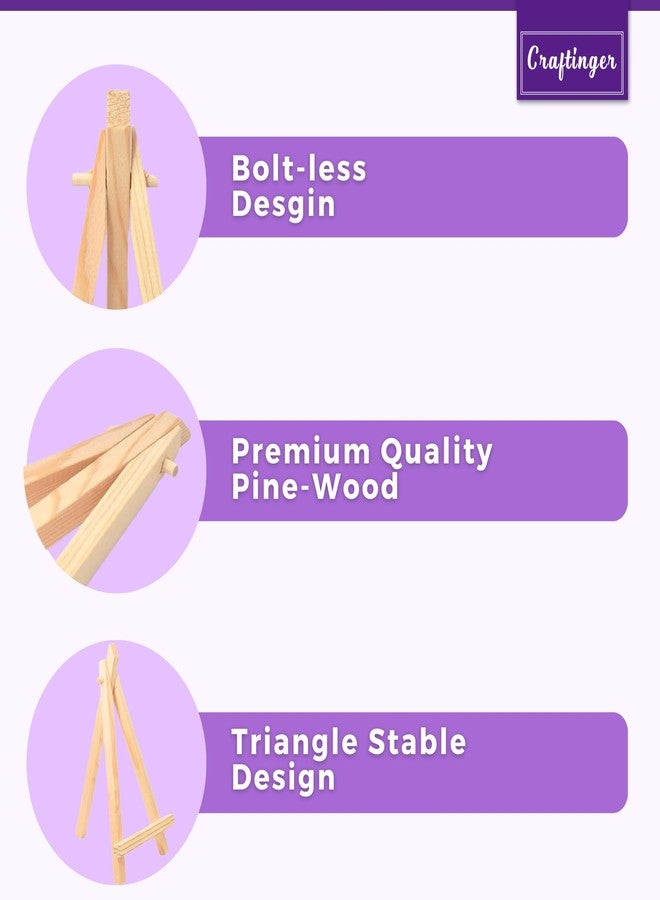 Craftinger 6.5 inch (Set of 10) Mini Wooden Easel Stand | Premium Pine Wood Display Stand for Paintings, Artwork, Photos & DIY Projects – Bolt-Less, Triangle Design - Image 3