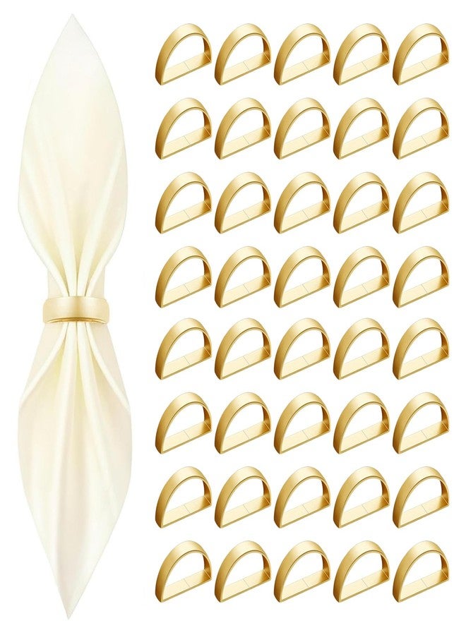CYRYLC 40 Pcs Gold Napkin Rings - Metal Napkin Ring(Semicircle) Stainless Steel Napkin Rings for Table Settings Wedding Christmas Party Dinner Table - Image 1