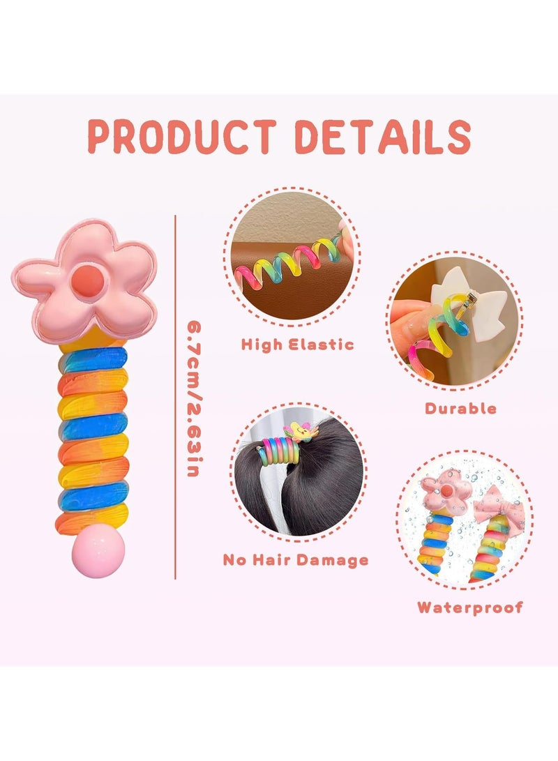 أوزيغالور 7 قطع أربطة شعر ملونة بسلك الهاتف - مضفورة على شكل عقدة، أربطة شعر غير مؤذية للأطفال والبنات - Image 5