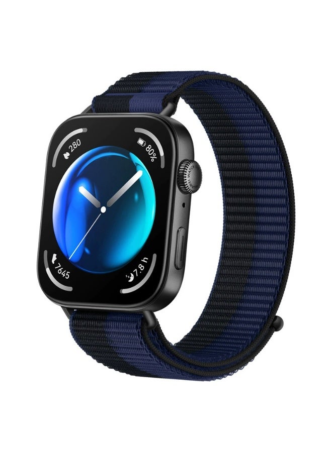 3PCS Huawei Watch Fit 4 Pro / Fit 4 / Fit 3 Pro Nylon Strap Replacement Strap Black // Deep Sea Blue / Sky Grey - Image 4