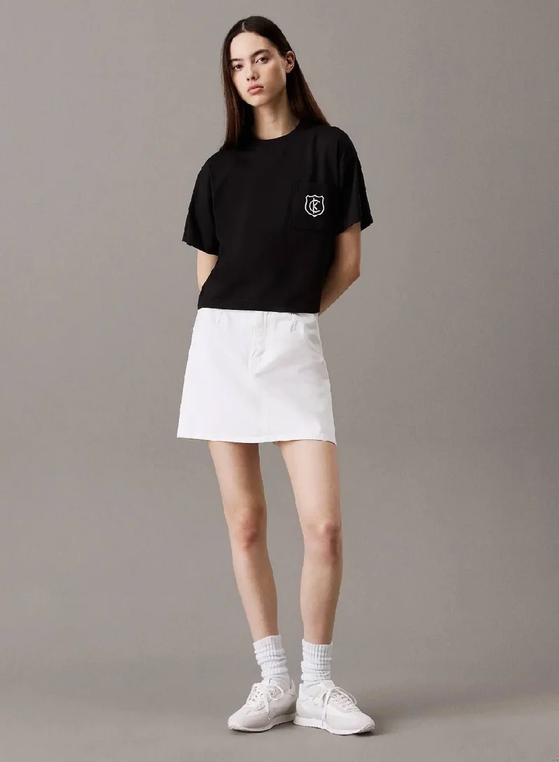 Calvin Klein Jeans  Cropped Shield Logo T-shirt for Women | Best Price UAE