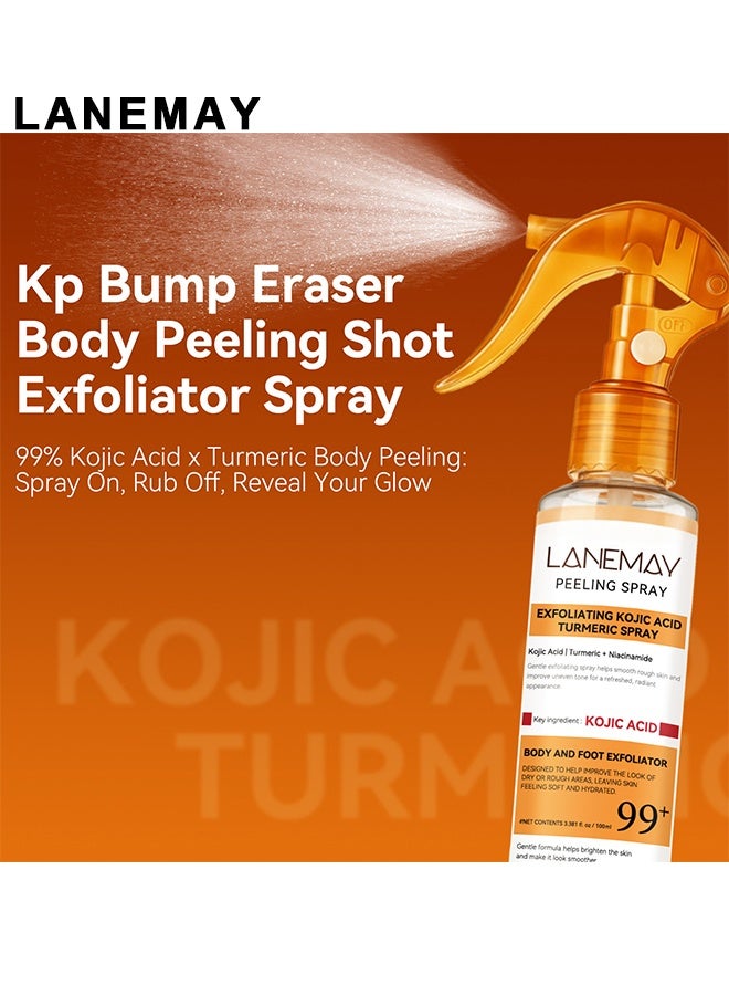 LANEMAY Exfoliating Kojic Acid Turmeric Spray, Peel Shot Keratin Care Kojic Acid Turmeric Spray, Exfoliating Peeling Solution, Exfoliate And Shine, Peel Shot Turmeric Spray, Gentle Body Care For Smooth, Exfoliate And Shine, 100ml - Image 3