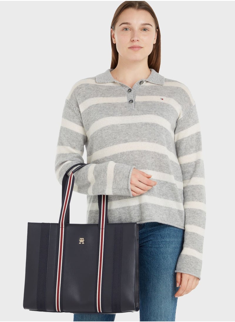 TOMMY HILFIGER - Identity Top Handle Medium Tote Bag - Image 1