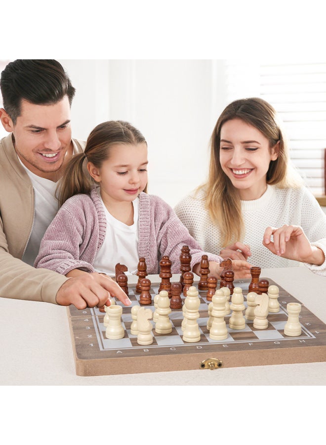 Wooden Rounded Two-in-one Folding Chess Quality Magnetic Chess Competitive Educational Toys-Specifications:medium Chess - Image 3