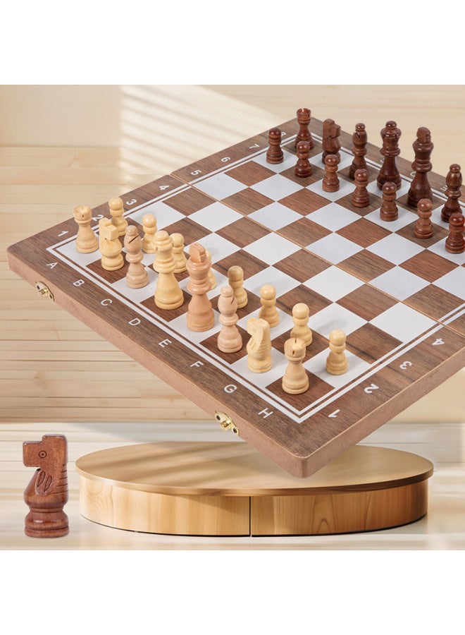 Wooden Rounded Two-in-one Folding Chess Quality Magnetic Chess Competitive Educational Toys-Specifications:medium Chess - Image 2