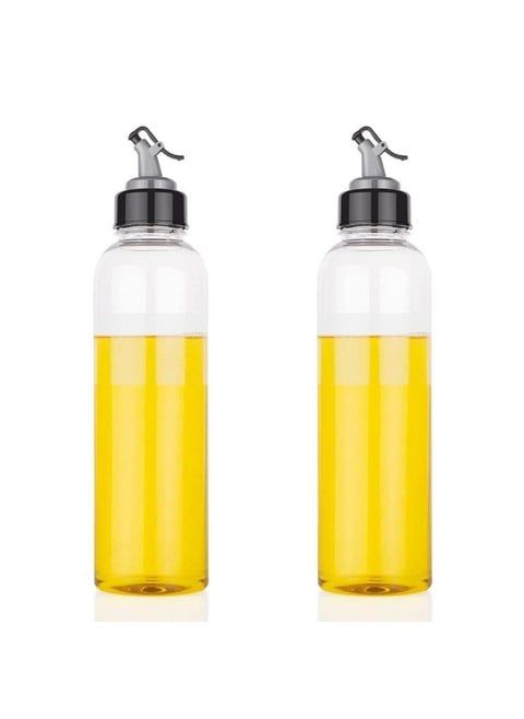 Brick Head Eze Flow 1000 ml Oil Dispenser and Pourer with Measurement Transparent with Lock Oil Nozzle Lid Leakproof Spill Proof Big Bottleneck Easy Refill Design 2 Pack of 2