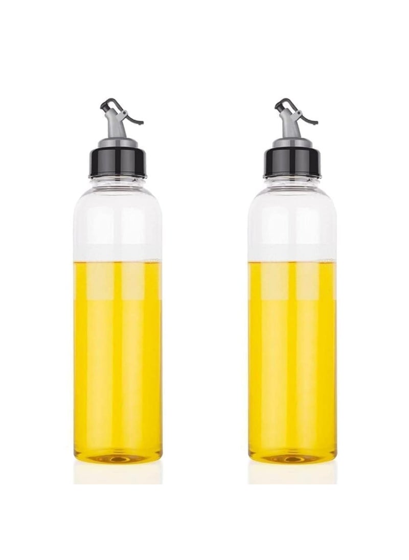Brick Head Eze Flow 1000 ml Oil Dispenser and Pourer with Measurement Transparent with Lock Oil Nozzle Lid Leakproof Spill Proof Big Bottleneck Easy Refill Design 2 Pack of 2
