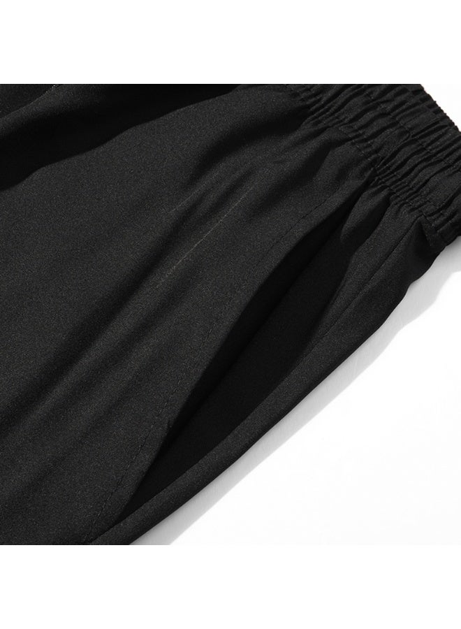 Men Quick Dry Lightweight Cropped Capri Shorts Elastic Drawstring Waist Loose Fit Solid Summer Sports Casual Pants - Image 4