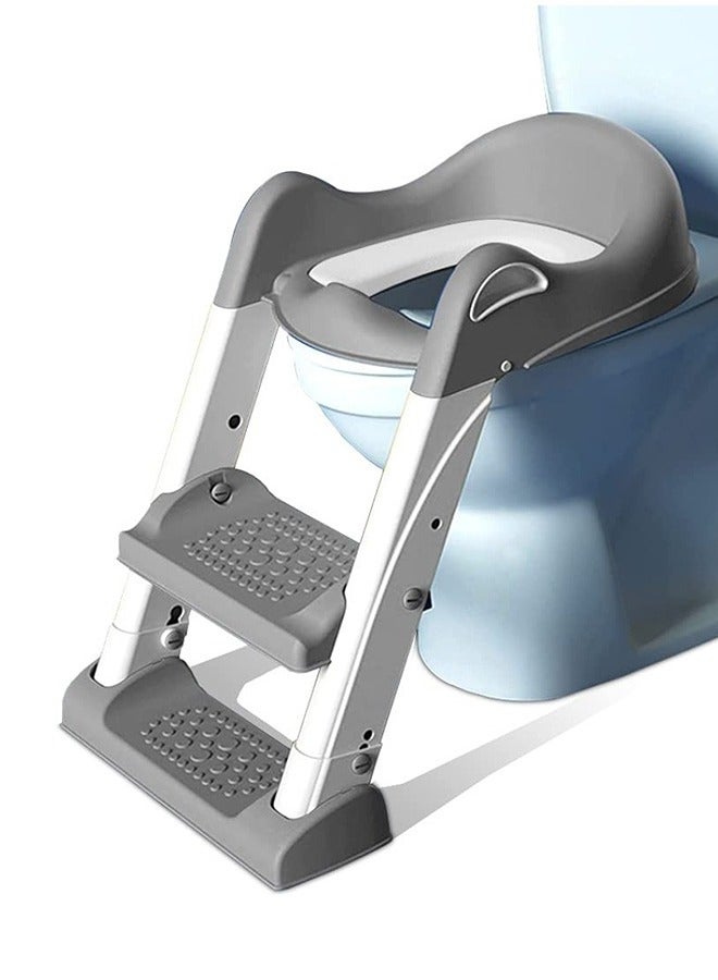 MIXDE potty training seat toddler toilet seat step stool ladder potty toilet seat for baby kids boys girls potty seat potty chair- grey - Image 1