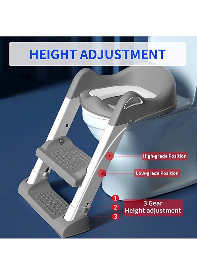MIXDE potty training seat toddler toilet seat step stool ladder potty toilet seat for baby kids boys girls potty seat potty chair- grey - Image 2