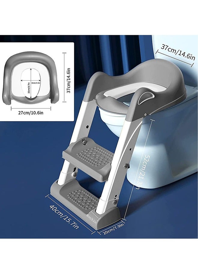 MIXDE potty training seat toddler toilet seat step stool ladder potty toilet seat for baby kids boys girls potty seat potty chair- grey - Image 3